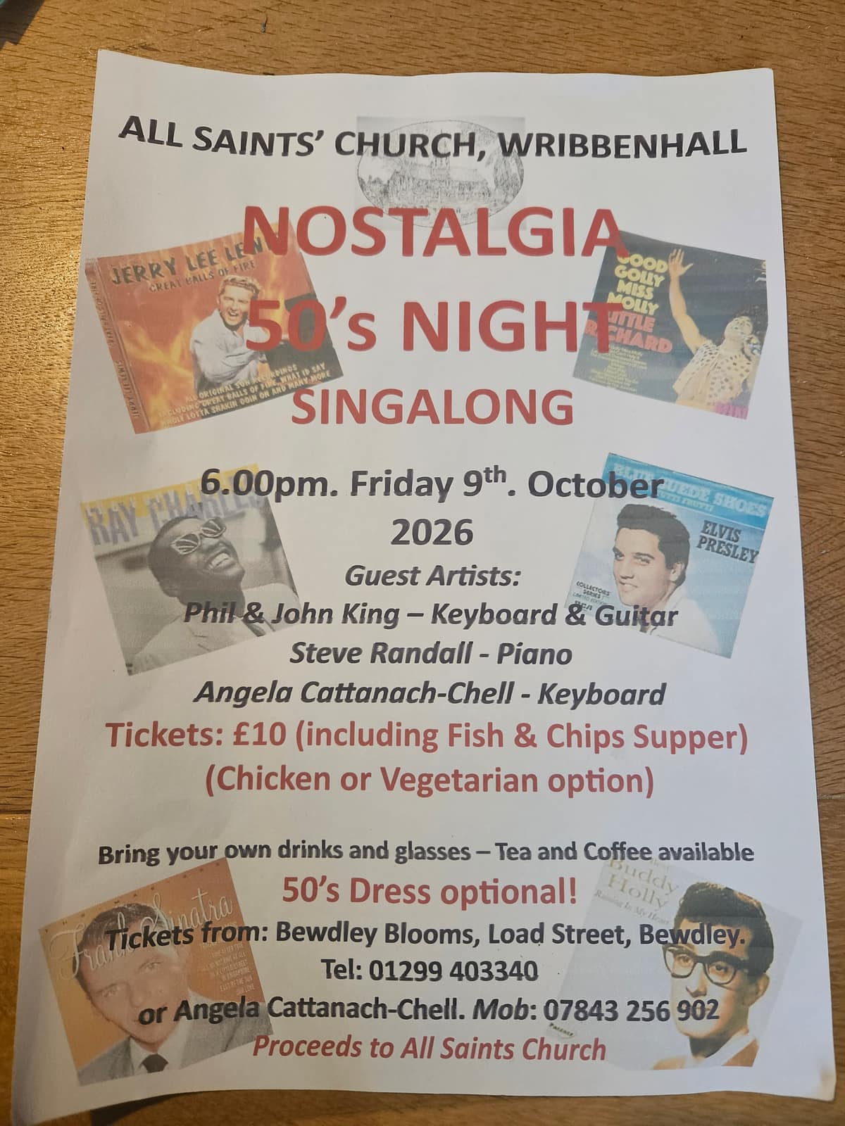1950s singalong evening to raise funds for Wribbenhall church — Kidderminster news photo